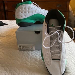 Brand New , only worn once , Green & White , Air Jordan 13 Retro. Women size 8.5